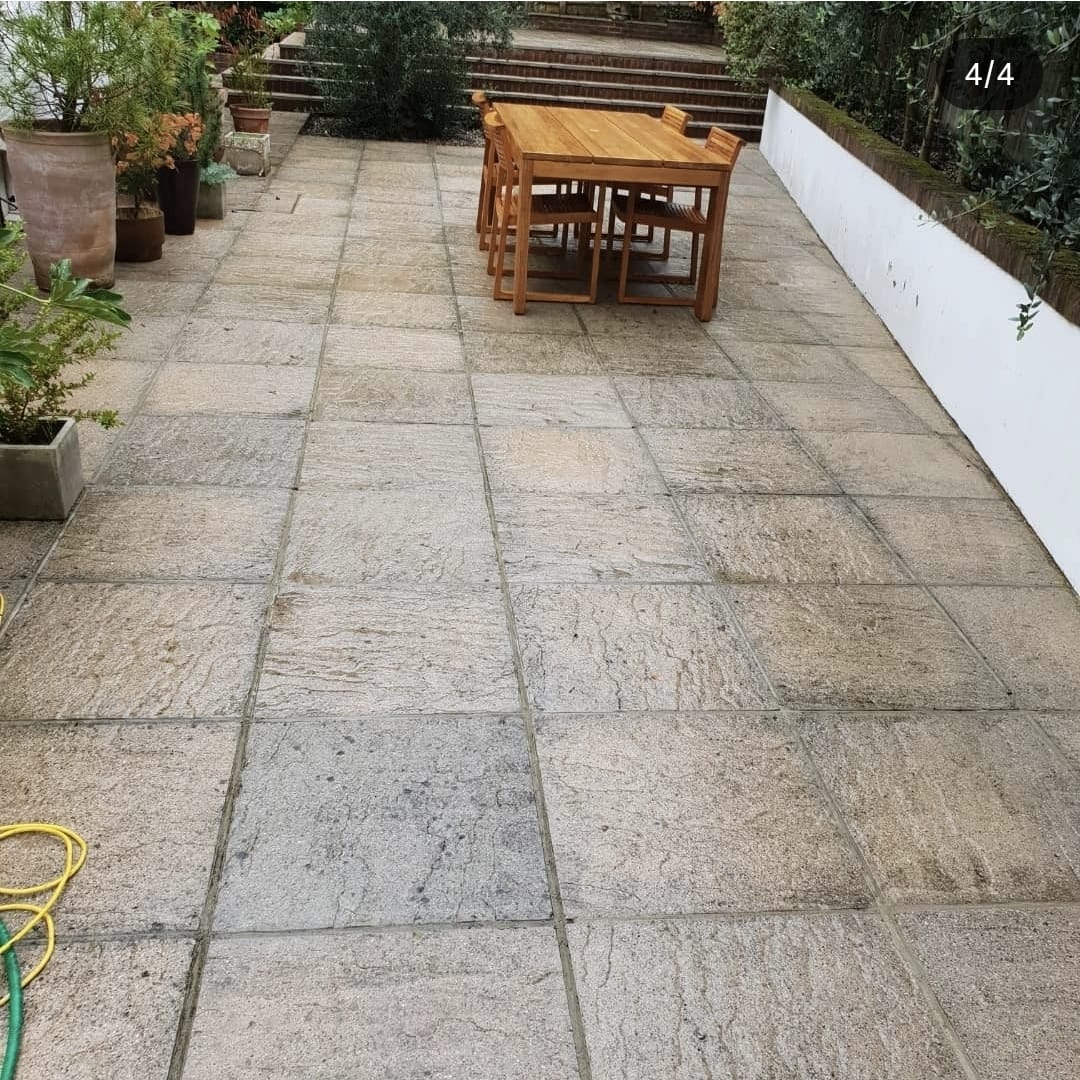 Exterior cleaning in progress